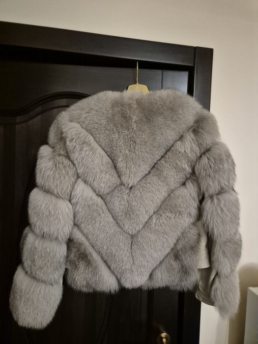 Haina de blana de Vulpe Argintie , cu fermoar , model Transformers