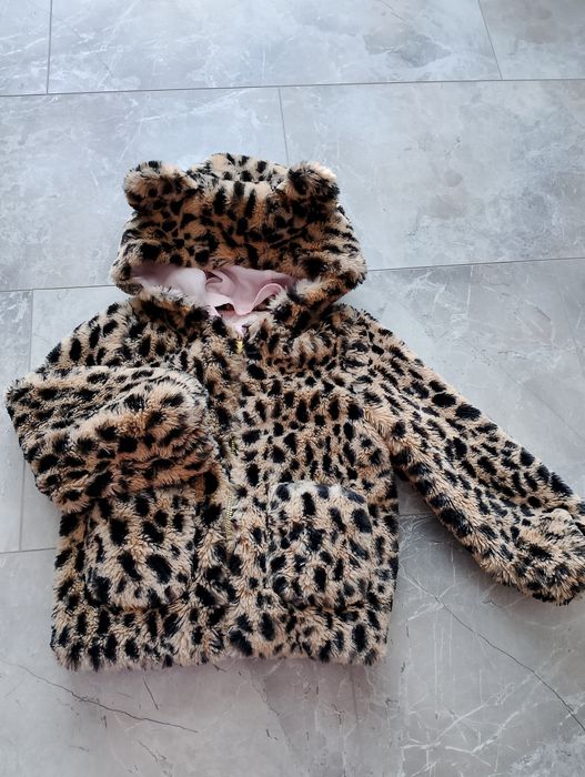 Детско леопардово плюшено яке с махаща се качулка  110-116 H&M