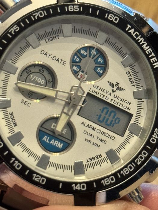 Ceas Geneva Design Limited Edition Gents Dual Time Chronograph