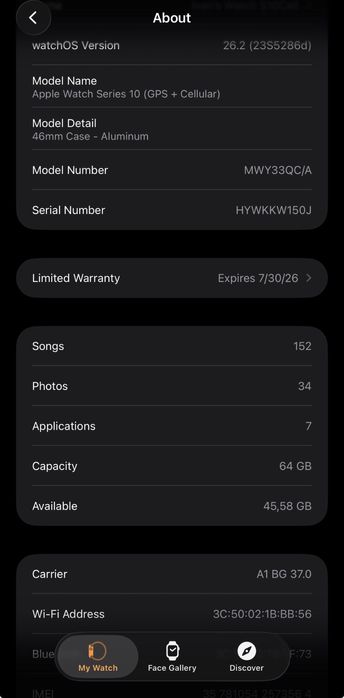 Продавам: Apple watch S10 cellular в гаранция А1.