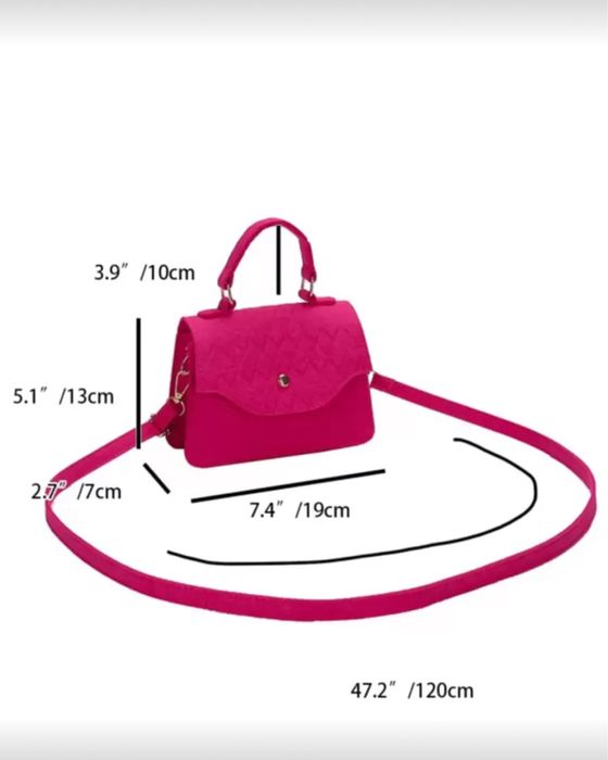 Розова чанта с дълга дръжка