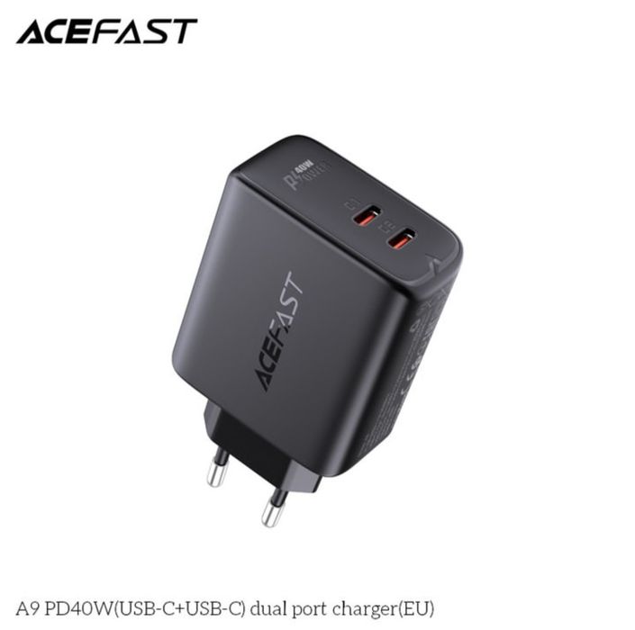 Acefast 40W GaN⁵ Quick Charger 4.0 Dual USB-C For iPhone/iPad/Tablets