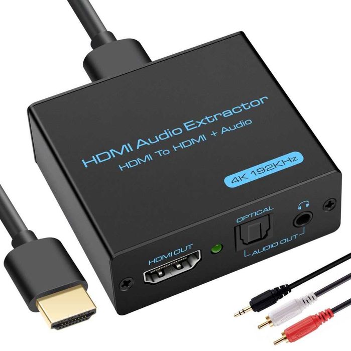 HDMI Audio Extractor 4K HDMI to Optical 3.5mm AUX Audio Adapter Splitter Converter