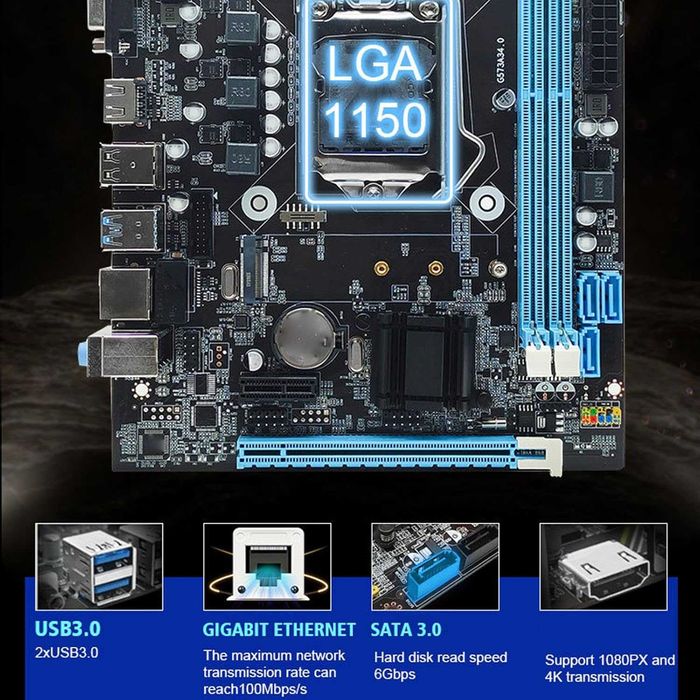 H81 дънна платка LGA1150 DDR3 M.2 NVMe HDMI mATX