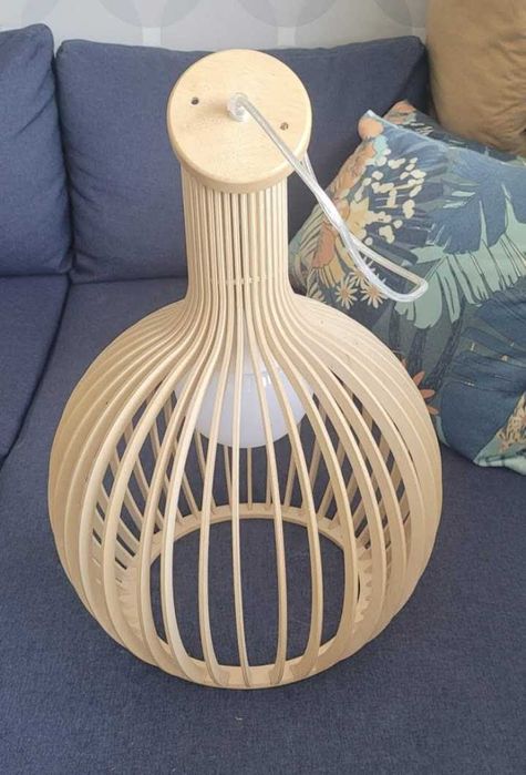 Дървен пендел – дърво и хром, кръг с диаметър 35x45 сm