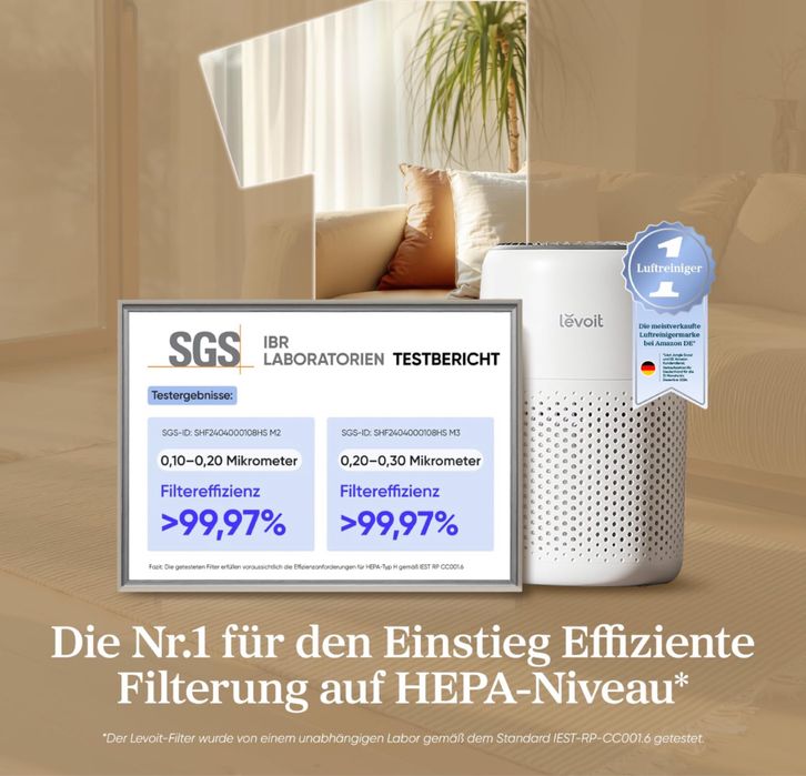 Purificator de aer Levoit pentru alergici cu aromaterapie