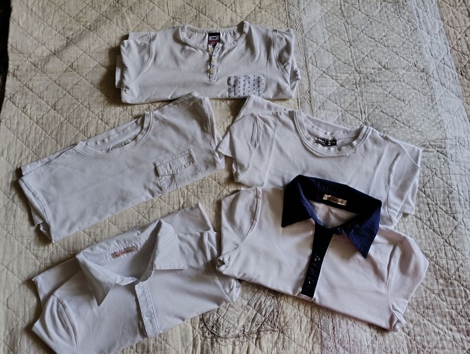 Bluze pentru băieți, albe, din bumbac, vârsta 10-11ani