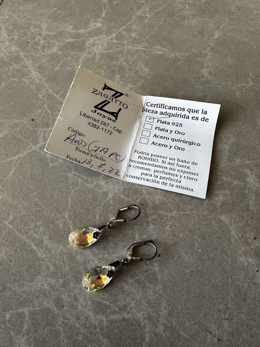 Сребърни обеци 925 с кристал – със сертификат