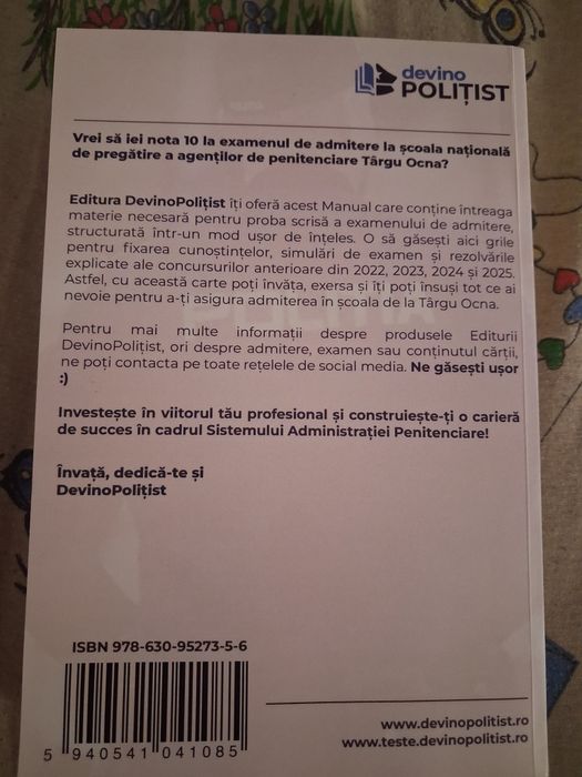 Manual pt admiterea în Școala Națională de pregatire a agenților de penitenciar Tg Ocna