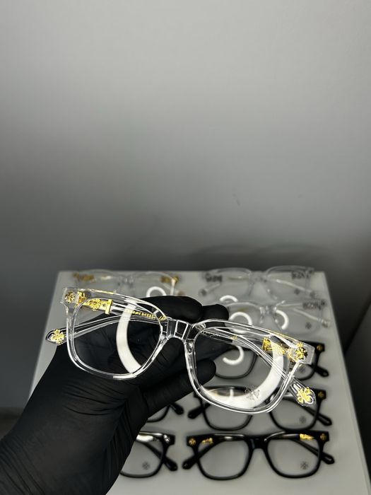 Ochelari Chrome Hearts Transparent cu Auriu Anti Blue Light