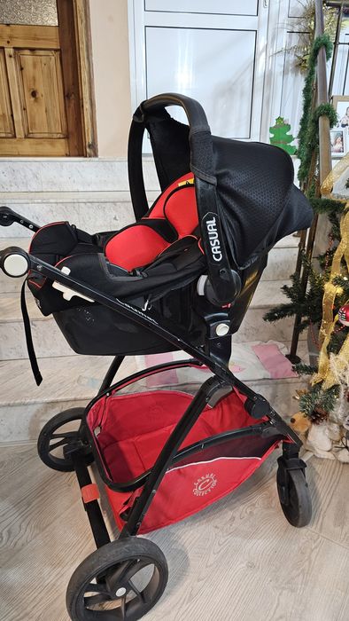 Детска количка+ бебешки кош+проходилка