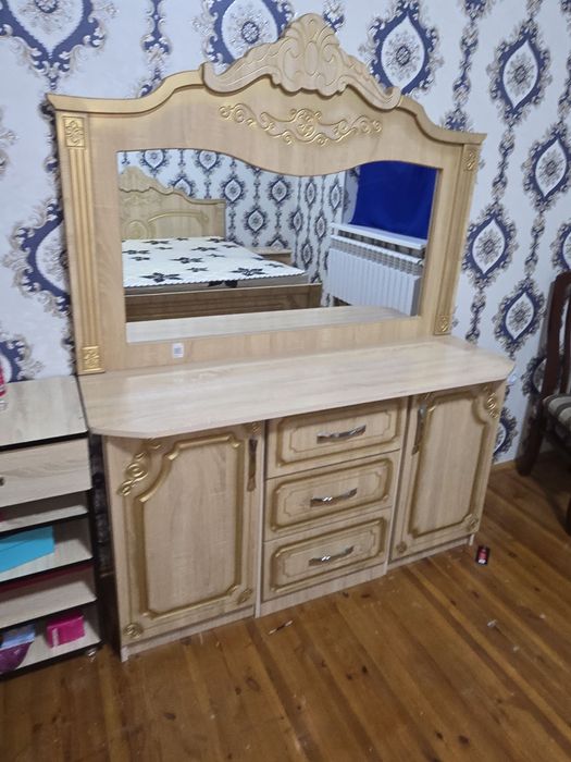 Мебел набор МДФ 100% спальни матраси ва 2та тумбаси БН 2та шкаф