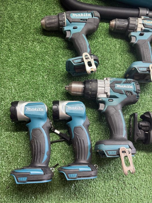 Makita 18v ъглошлайф/винтоверт/прахосмукачка/лампа/батерии/зарядно