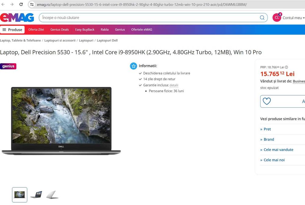 Laptop Dell Precision SLIM  i7 32GB 1TB  nVidia GAMING garantie 1 an