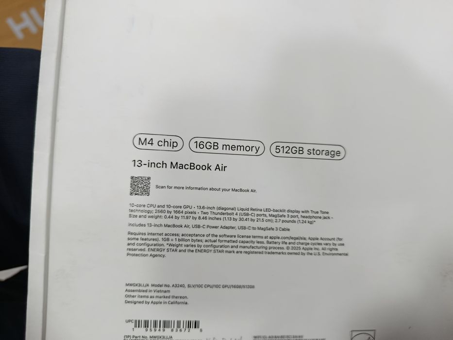 MacBook air m4 16/512gb ideal