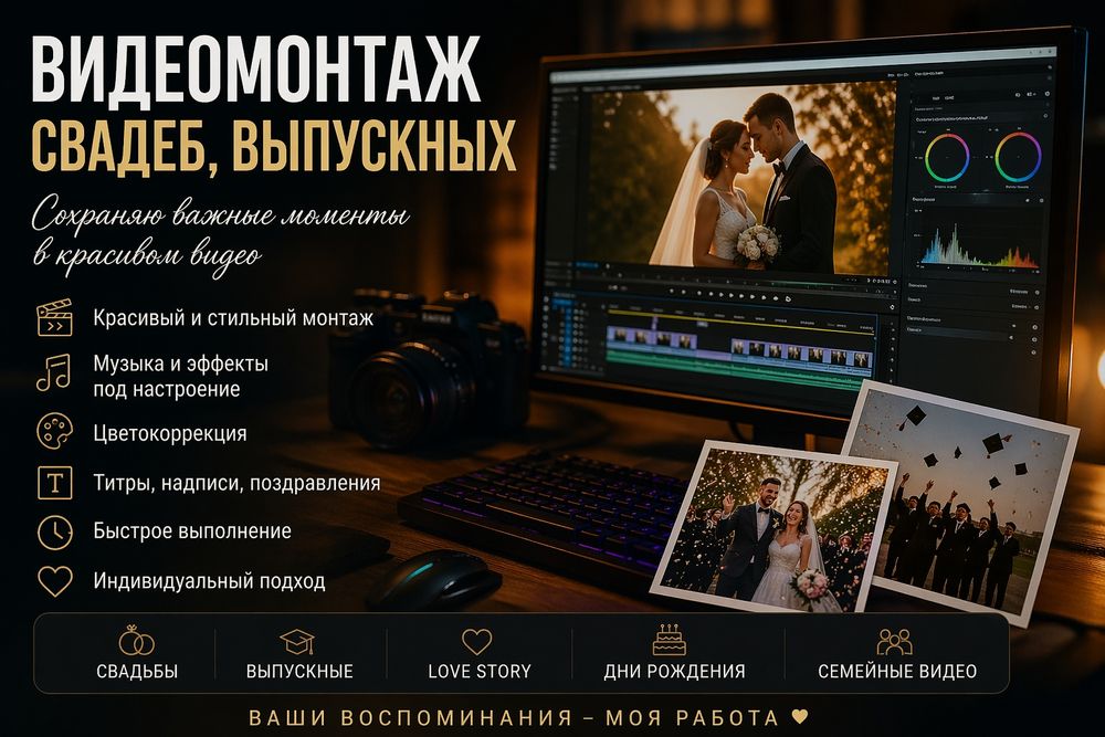 Видеомонтаж свадеб, выпускных | Красивые ролики под ключ