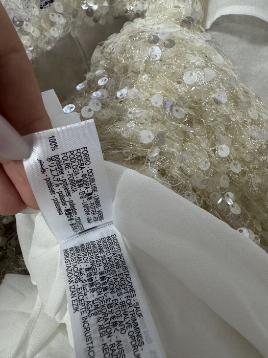 Rochie lungă sequined de gala cu paiete și fir metalic mărimea M Zara