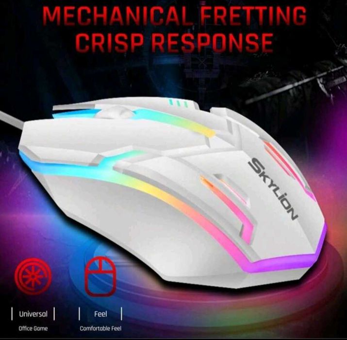 Mouse cu 3 taste cu fir Iluminare colorată pentru jocuri