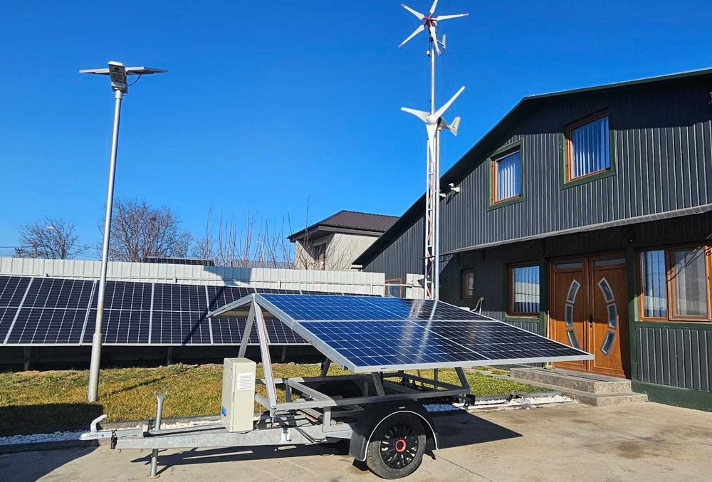 Remorca Solara Irigatii cu GeneratorSolarMobil + Eoliana +Pompa 4mc3/h