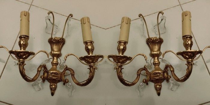 Spectaculoasă pereche de aplice în stil francez din bronz masiv și ele