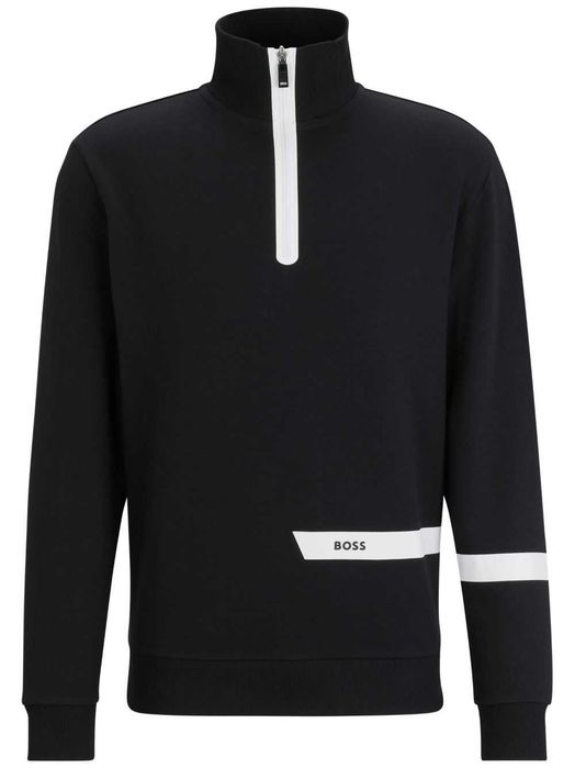 hugo boss green mens logo stripe zip-neck -  мъжка блуза 5ХЛ КАТО НОВА
