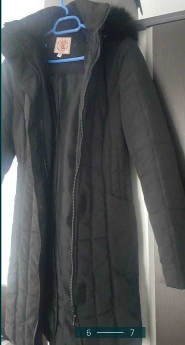 Geaca neagra femei cu gluga detasabila, mărimea 36/S