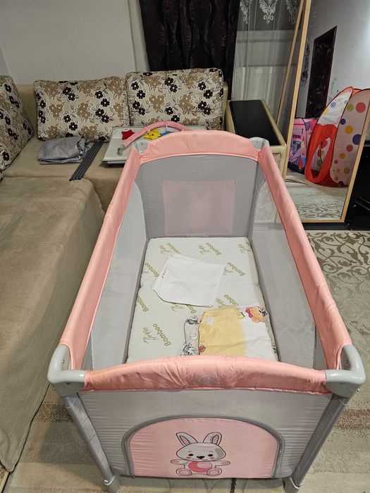 Patut pliabil cu saltea pliabila