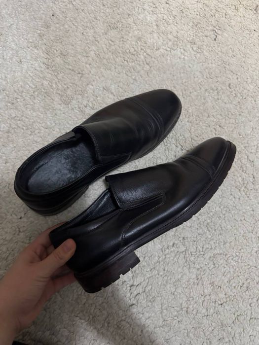 Кожаные туфли с мехом