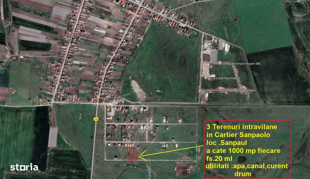 Terenuri intravilane 1000 mp Sanpaul fs.20 ml cu utilitati 39500 euro