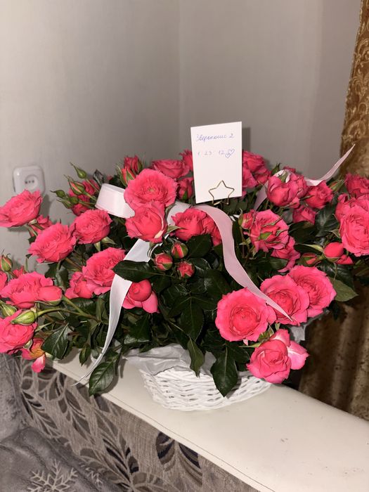 Свежие кустовые розы.