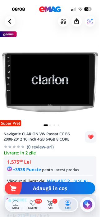 Vand clarion passat b6.7.cc de 10 inci