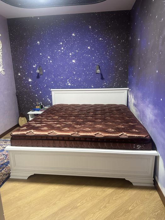 Спальный гарнитур из Беларуси: кровать 180×200, шкаф, тумба, матрас