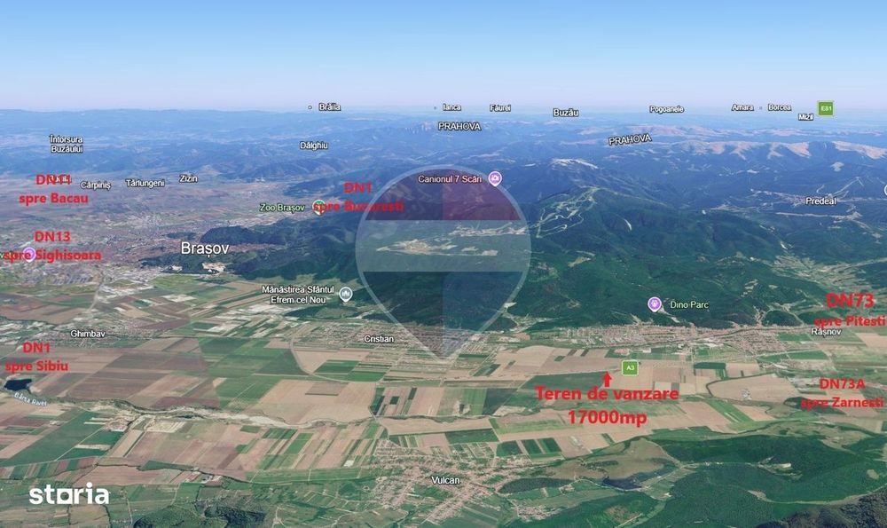 Teren extravilan 17,000mp Rasnov langa Autostrada A3, zona industriala