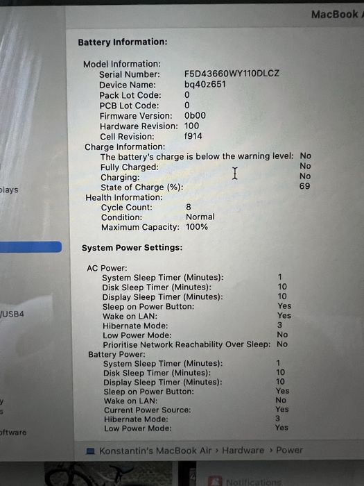 Macbook air M3 16GB/256GB