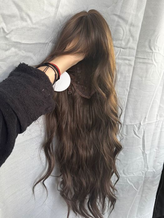 НОВА Кафява естествена перука! 100% високо качество