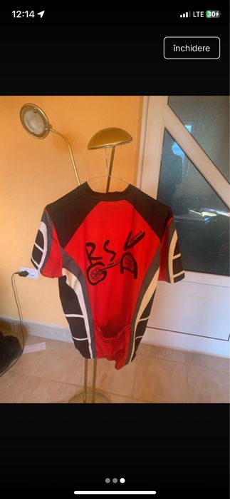 Tricou ciclism Gore Bike Wear M, roșu/negru, 3 buzunare spate