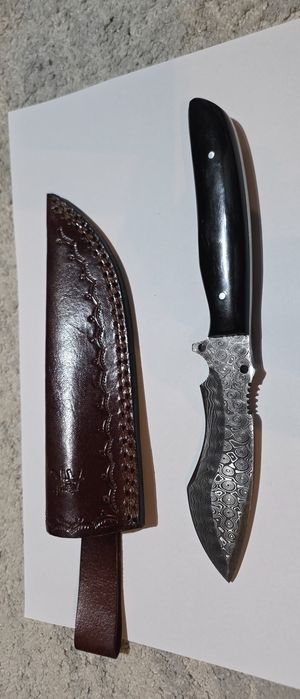 Cutit Vânătoare Bushcraft Damascus & Buffalo Horn