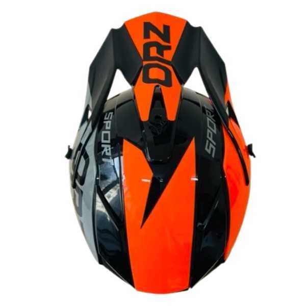 Кросова каска, За мотор, Велосипед, S, M и L размер, Сив с оранжев