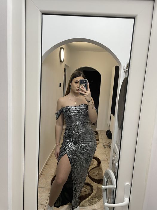 Rochie eveniment argintie