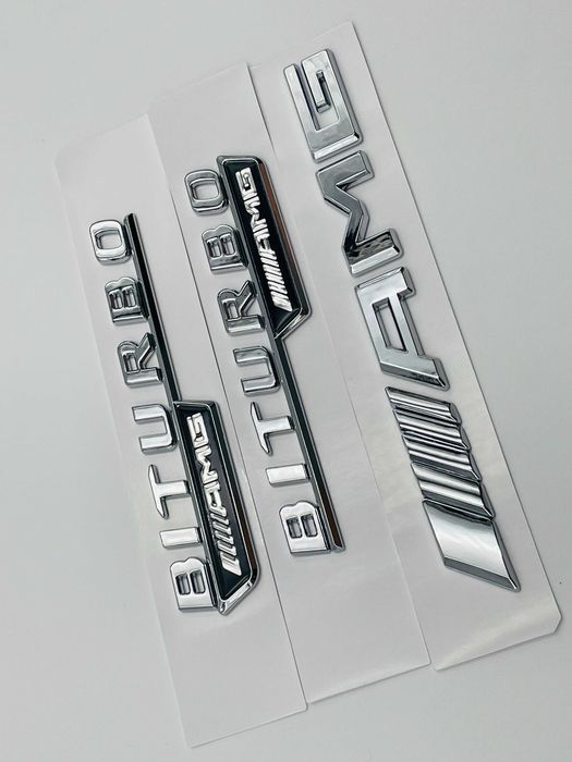 Set Embleme Compatibile Mercedes biturbo AMG crom