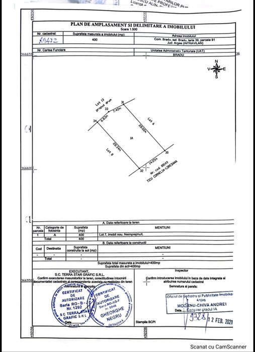 Teren vanzare Comuna Bradu Sat Bradu