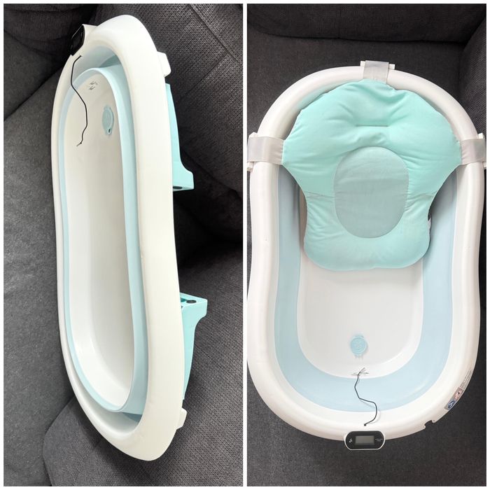 Cadita bebe, Primabobo, Genua, cu termometru, dop si suport anatomic, Gri