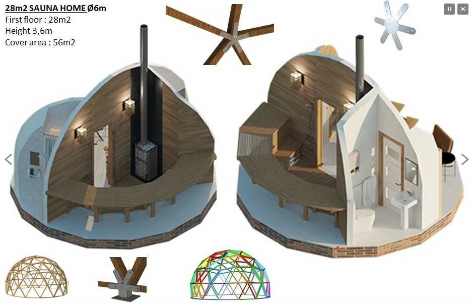 Sauna exteriora dome geodesic