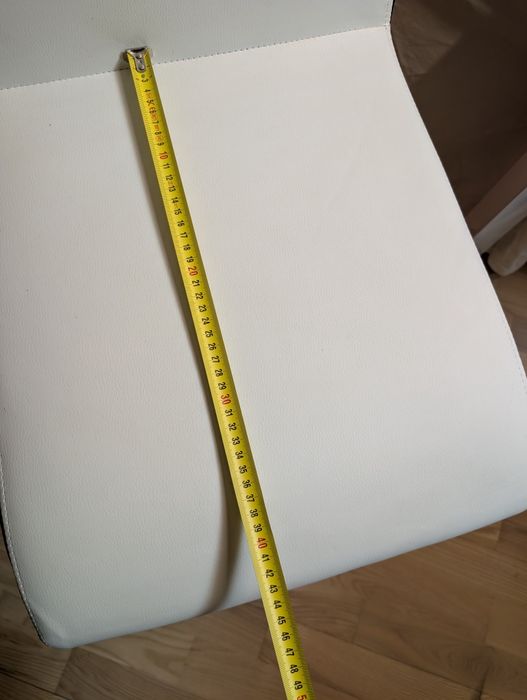 Кухненски трапезни столове 6 бр бяла еко кожа хромирани крака