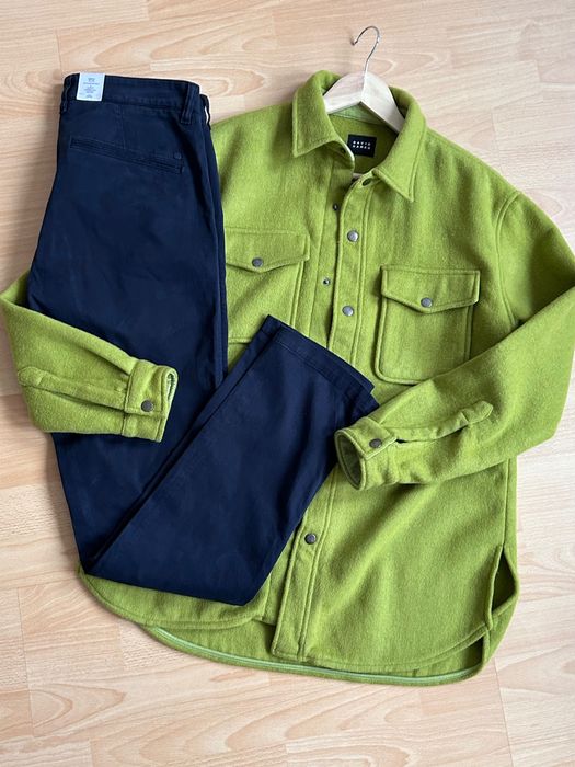 David NAMAN зелена връхна топла вълнена риза