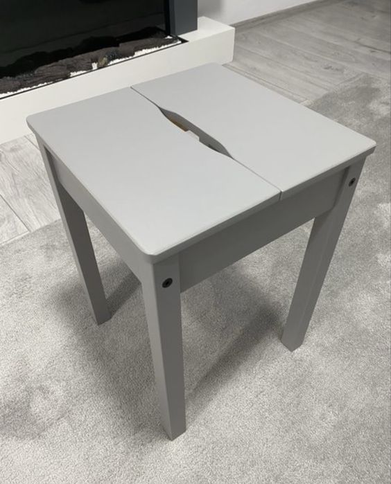 Taburet/scaun lemn Ikea, Hauga, gri, NOU, 32x32xh45