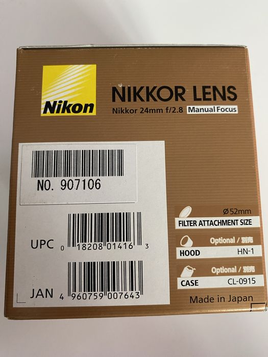 Nikkor Lens 24mm f/2.8 Manual Focus.Nou Sigilat !!