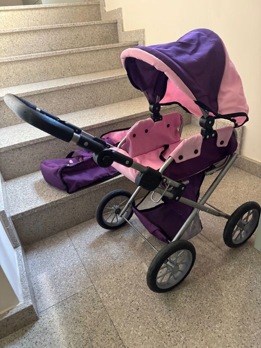 Количка за кукли – запазена, розово-лилава