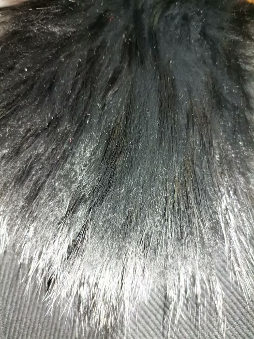 Черно палто 100% вълна и лисица