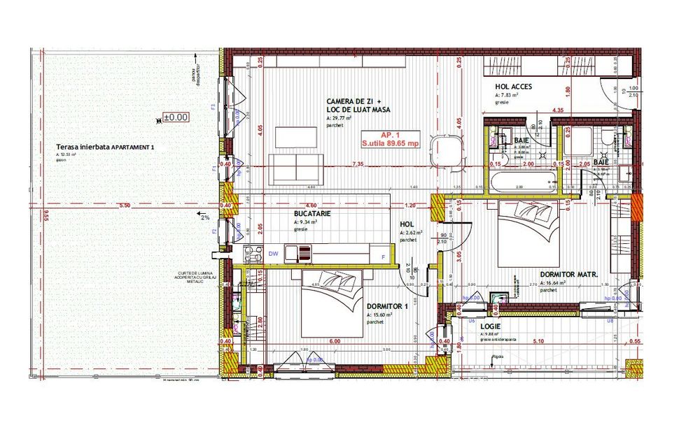 Apartament 3 camere | 2 bai | 89,65mp | gradina 52mp | Tineretului